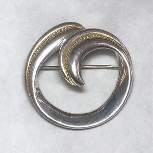 Sterling 18k Mixed Metal Swirl Brooch